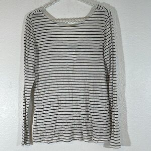 THE LIMITED Stripe Long Sleeve Black & White Blouse Size Large New